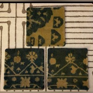 Turkish Green & Tan 16x16” Pillow Covers (x3): Wool/Cotton Hand Woven Oldkilim